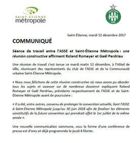 La convention pour la gestion de Geoffroy-Guichard prolongée...