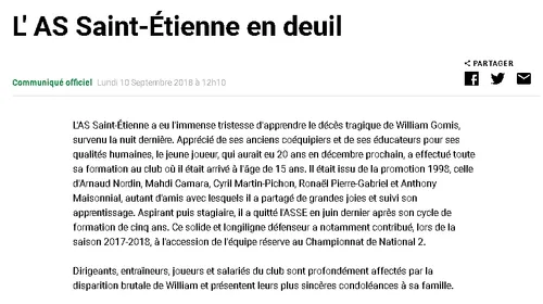 Un ancien joueur de l'ASSE, formé au club, tué dans le Var