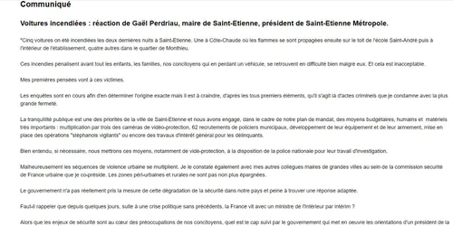Gaël Perdriau en veut à l'Etat après les incendies de voitures à...