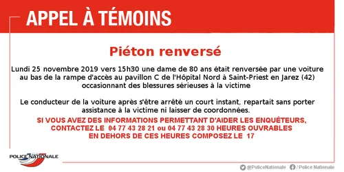 Un piéton gravement blessé à l'Hopital Nord : la police lance un...