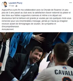 Basket : le message de Laurent Pluvy aux supporters roannais