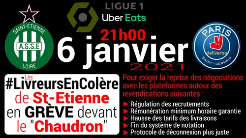 Saint-Etienne : Nouvelle action des livreurs de repas à domicile ce...