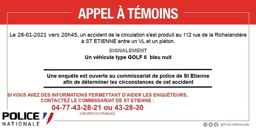 Saint-Etienne : Un appel à témoins lancé par la police après...