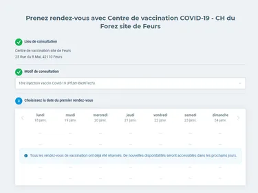 Vaccination : Plus de rendez-vous en ligne disponibles dans les...