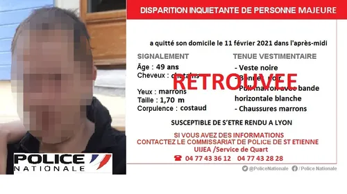 Saint-Etienne : le quinquagénaire porté disparu, retrouvé