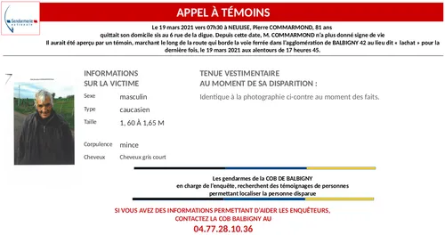 Roannais : Disparition inquiétante d'un octogénaire