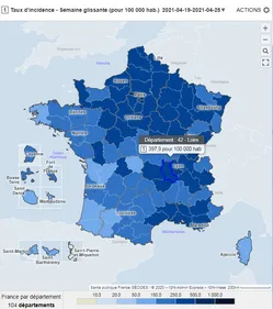 Le taux d'incidence de la Loire repasse sous la barre des 400 cas