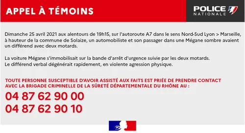 A7 : appel à témoins après une agression