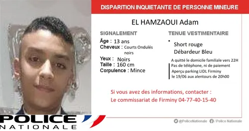 Disparition inquiétante à Firminy : le jeune homme de 13 ans retrouvé