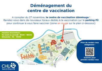 CHU de Saint-Etienne : le centre de vaccination déménage