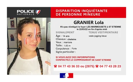 Disparition d'une ado de 14 ans à Saint-Etienne