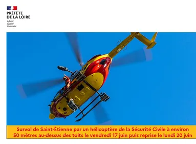 L'hélicoptère de la Sécurité Civile survole Saint-Etienne ce vendredi