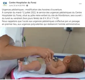 Centre hospitalier du Forez : modification des horaires des...