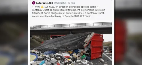 Vendée : accident sur l'A83, l'autoroute coupée vers Poitiers
