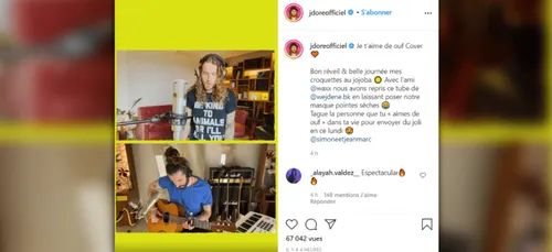Julien Doré reprend "Je t’aime de ouf" de Wejdene sur Instagram
