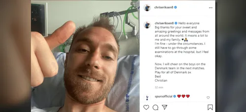 Christian Eriksen annonce "aller bien" après son malaise