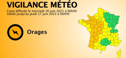 Orages : 25 départements placés en vigilance orange