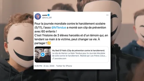 Amir partage sur Twitter un clip de sensibilisation au harcèlement...