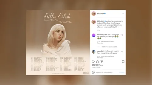 Billie Eilish passera à l’Accor Arena de Paris en juin 2022