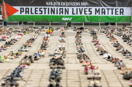 A Bruxelles, autant de chaussures que de Palestiniens tués par...