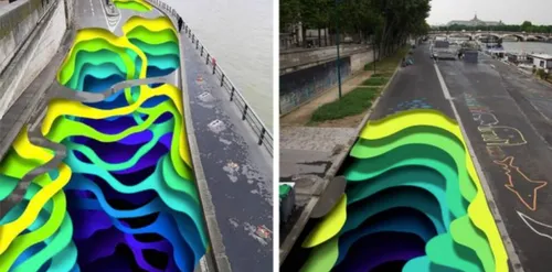 Le franco-tunisien Mehdi ben Cheikh peint un trompe-l'oeil géant à...