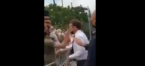 [VIDEO] Macron se prend une tarte... à Tain !