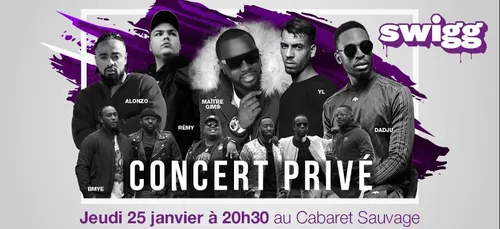 CONCERT PRIVÉ SWIGG : Maître Gims, Dadju, Alonzo, BMYE, YL et Rémy !