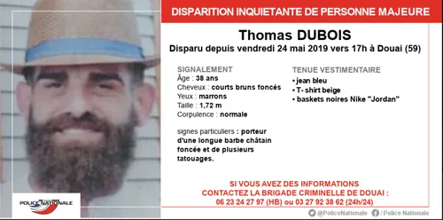 Disparition inquiétante d'un homme de 38 ans dans le Nord