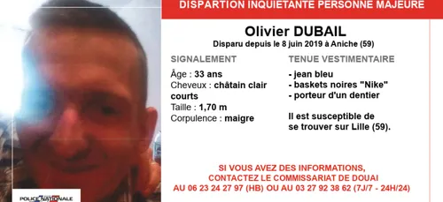 Un habitant d'Aniche porté disparu depuis près d'un mois