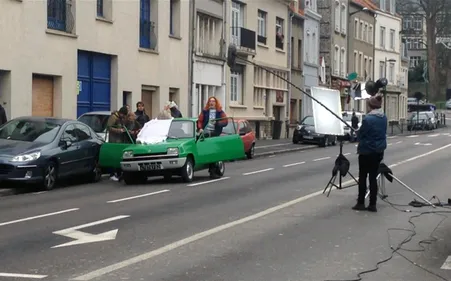 L'actrice Corinne Masiero en tournage à Boulogne
