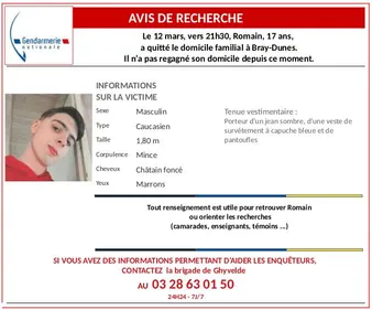 Un appel à témoins des gendarmes pour retrouver un adolescent