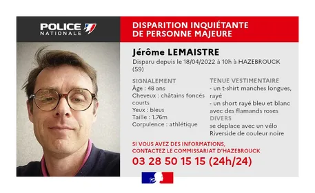 Disparition inquiétante d'un homme d'une quarantaine d'années