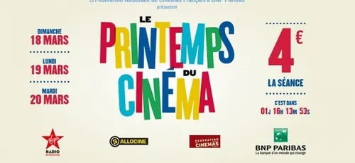 La place à 4 euros lors du Printemps du Cinéma !