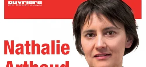 Nathalie Arthaud, candidate Lutte ouvrière à la présidentielle, en...
