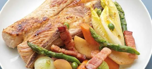 TENDRONS DE VEAU AUX ENDIVES & OIGNONS NOUVEAUX