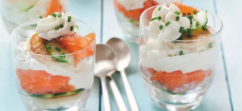 Tiramisu au saumon fumé et au concombre