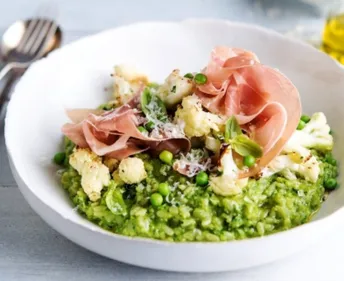 Risotto aux petits pois et jambon cru