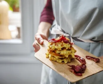 Gaufres céleri rave, chips de canard