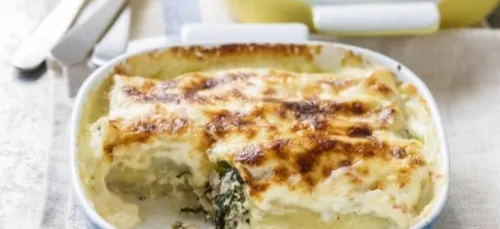 Cannellonis aux épinards, ricotta, noix et jambon