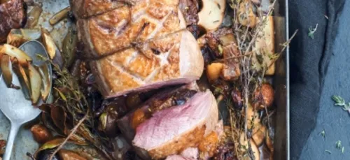 Rôti de magrets de canard farcis aux fruits secs et aux cèpes