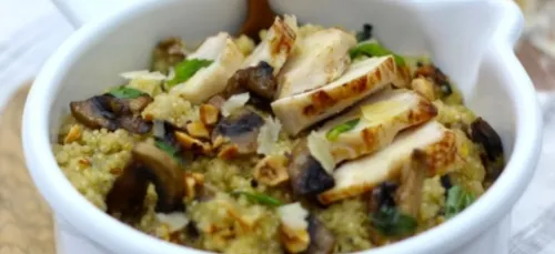 Quinoa au lait de coco, poulet et champignons