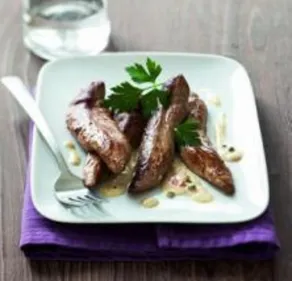 Aiguillettes de canard au poivre vert