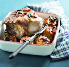 Carré de porc et pommes aux lardons