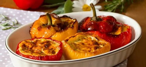 Poivrons grillés, farcis à la ricotta