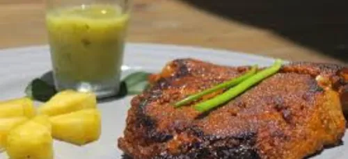 Thon mi-cuit pané au curcuma