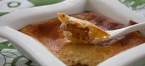 Fondant de fromage blanc sur compote de mirabelles