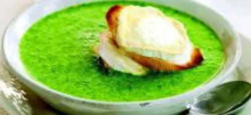 Crème de cresson, chèvre chaud