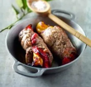 Rouleaux de veau aux poivrons et au safran