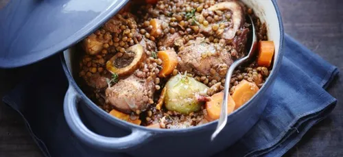 Cocotte de jarret de veau aux lentilles