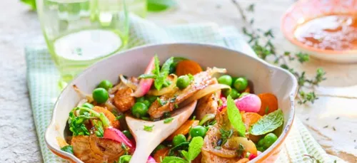 Poêlée d'escalope de veau aux petits légumes